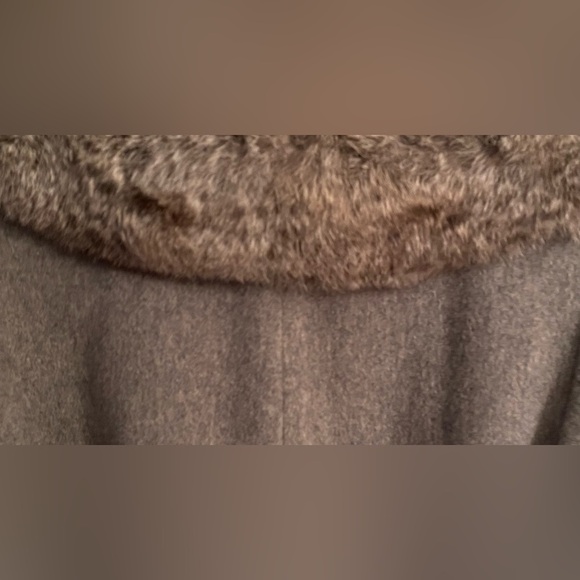 Vintage 1970s Sears Wool Peacoat Rabbit Fur Trim Collar Women's Gray/Tan;size L - Picture 6 of 10
